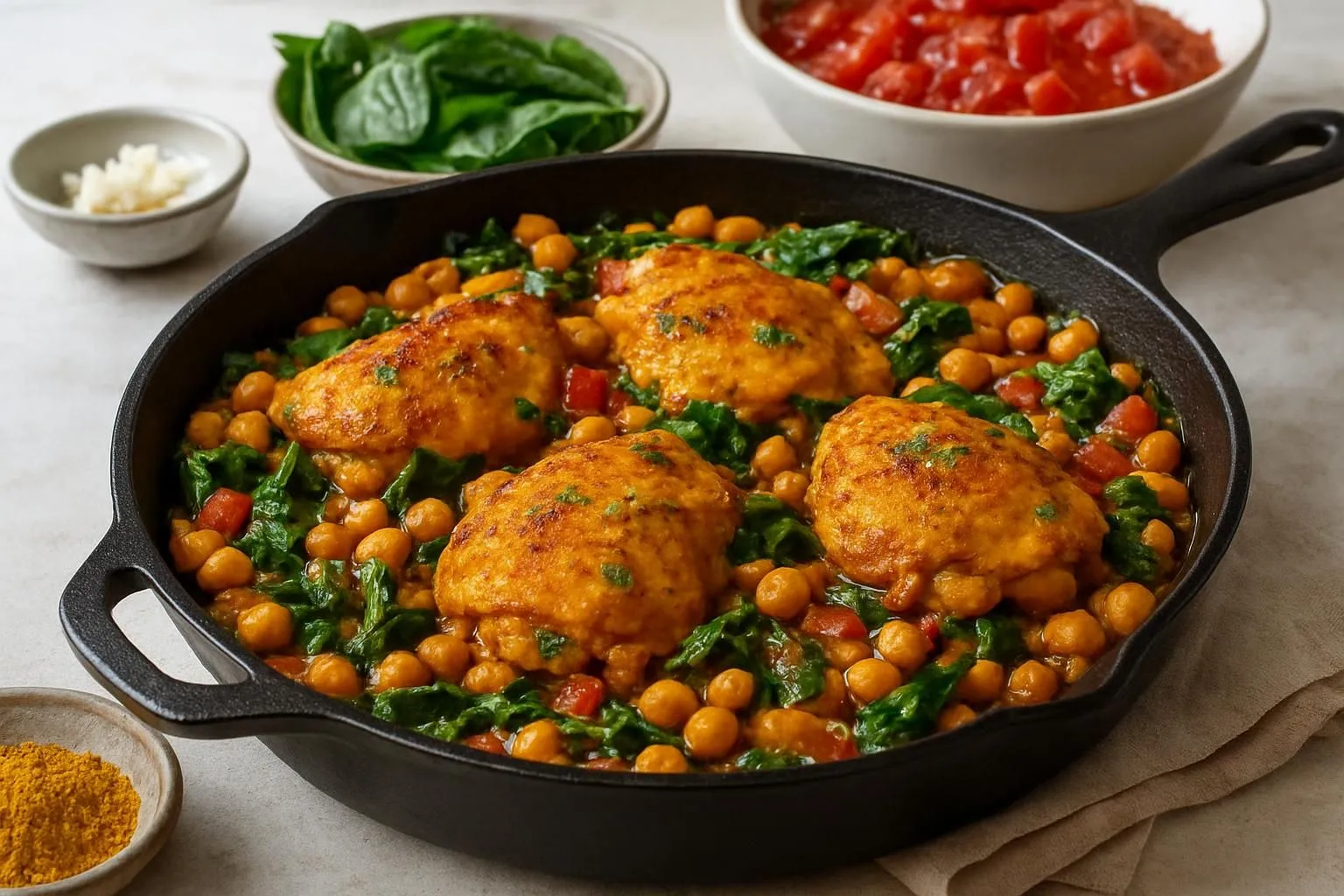 Golden Turmeric Chicken & Chickpea Skillet