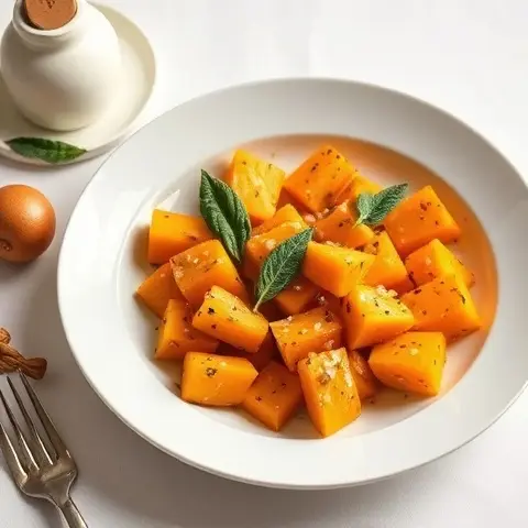 Warm Roasted Pumpkin Cubes with Sage