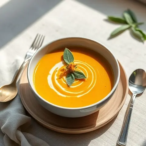 Creamy Roasted Butternut Squash and Sage Soup