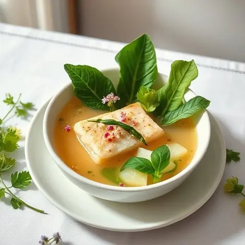 Lemon-Ginger Fish Broth with Greens