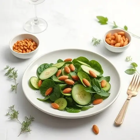 Ginger-Cucumber Green Salad with Almonds