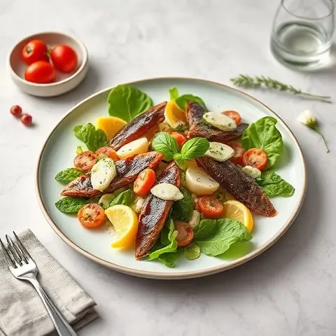 Sardine Caesar Salad with Lemon Anchovy Dressing