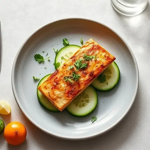 Coriander-Lime Fish Tikkas on Cucumber