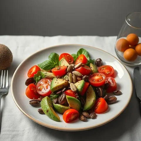 Mediterranean Avocado & Tomato Salad with Pumpkin Seeds