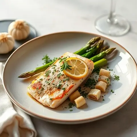 Garlic-Herb Roasted Sea Bream with Asparagus