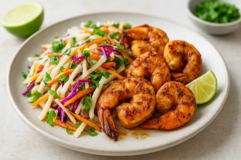 Cumin-Lime Grilled Shrimp with Jicama Slaw