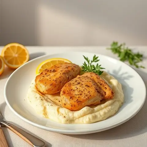 Garlic-Lemon Chicken Thighs with Cauliflower Mash