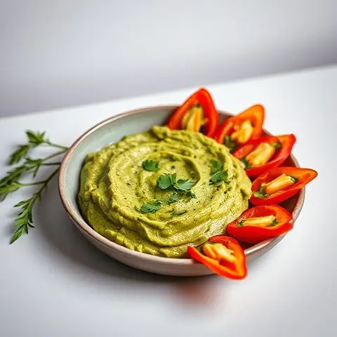 Nutritious Guacamole with Mini Bell Pepper Scoops