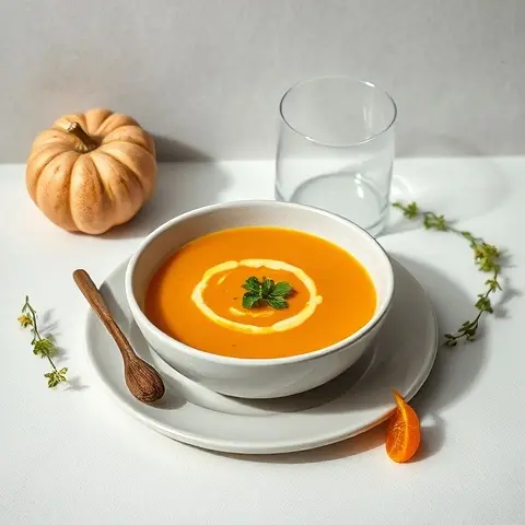 Warm Pumpkin Purée Soup with Mild Spices