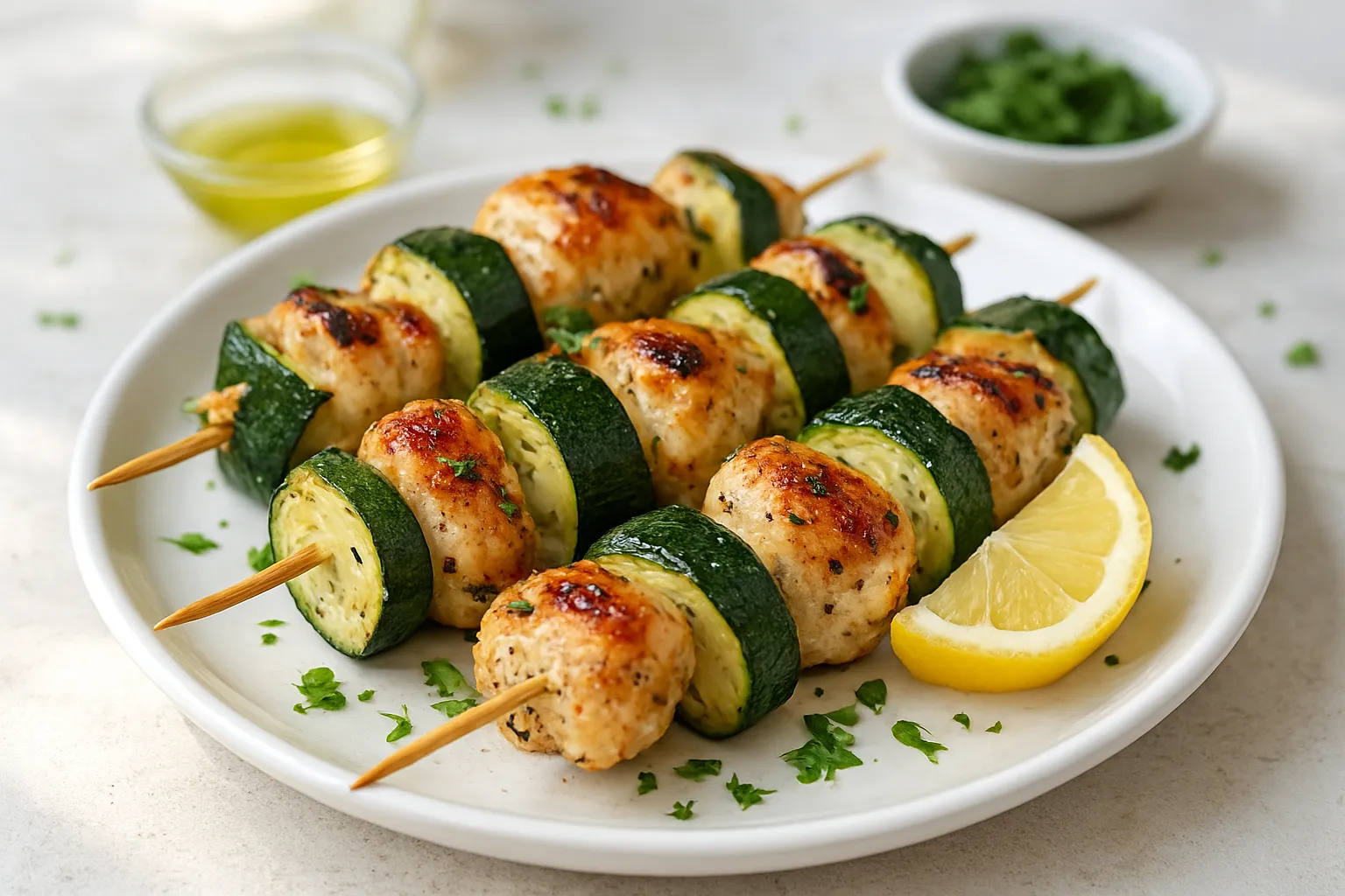 Grilled Mediterranean Chicken and Zucchini Skewers