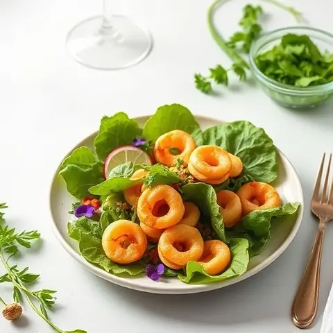 Tandoori Calamari Salad with Cumin-Lime Dressing