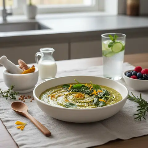 Spinach and Turmeric Buckwheat Porridge