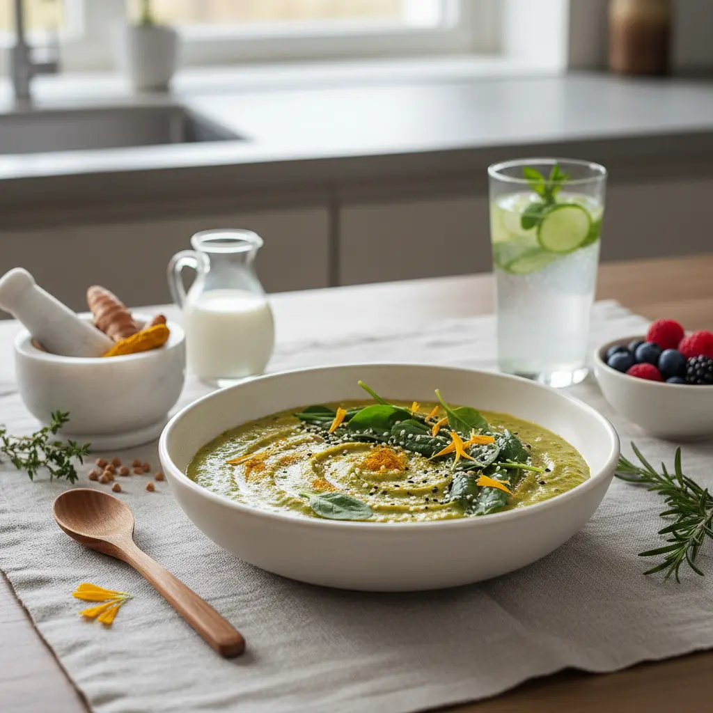 Spinach and Turmeric Buckwheat Porridge