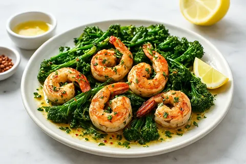 Roasted Garlic Butter Shrimp & Broccolini