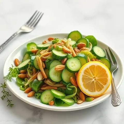 Detoxifying Broccoli Sprout, Cucumber & Lemon Salad with Pumpkin Seeds