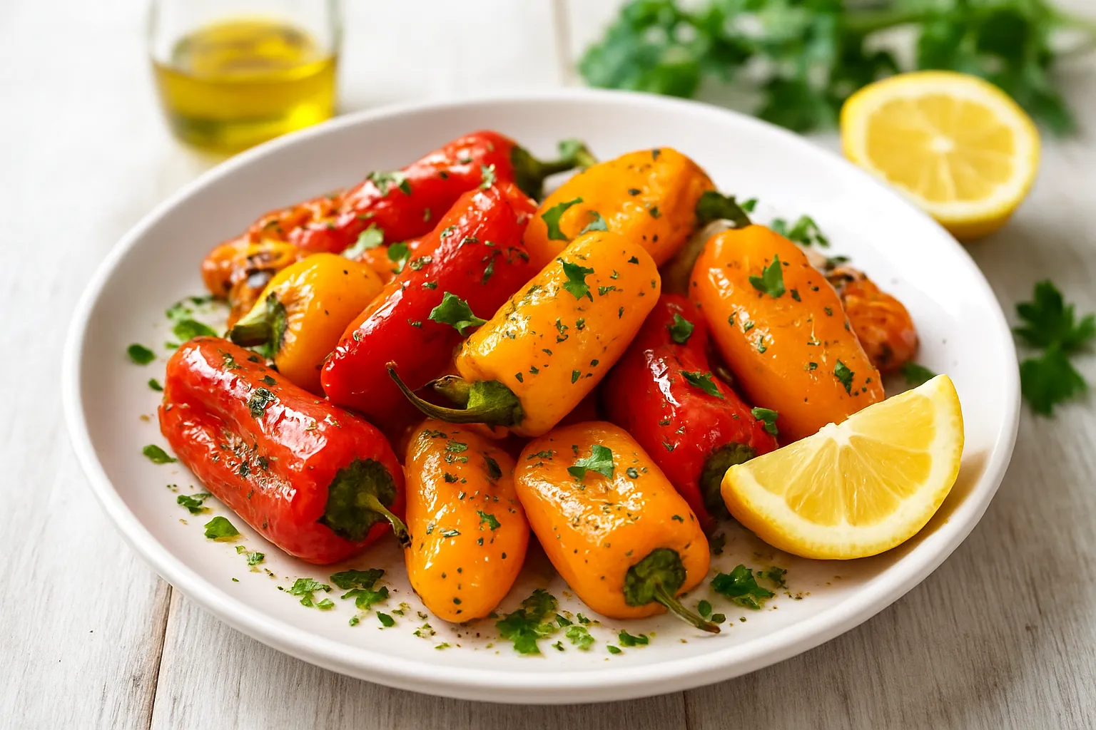 Lemon-Roasted Baby Bell Peppers with Oregano