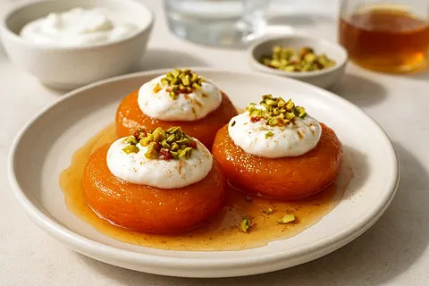 3 Apricot Kayısı Tatlısı with Yogurt Cream