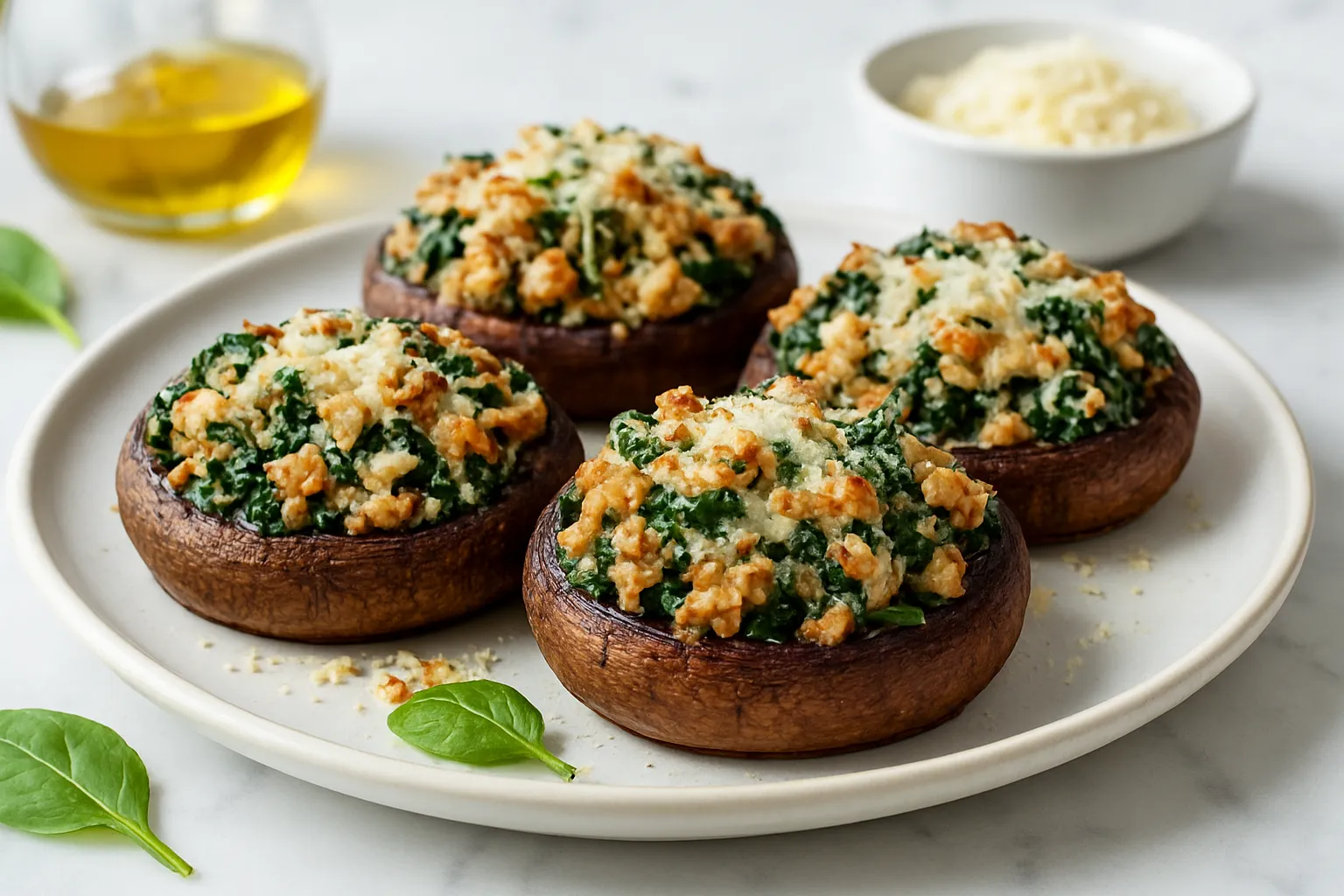 Turkey & Spinach Stuffed Portobello Caps