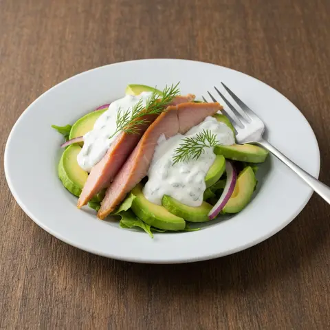 Smoked Trout Avocado Salad with Dill Yogurt