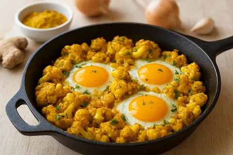 Curried Cauliflower & Egg Skillet
