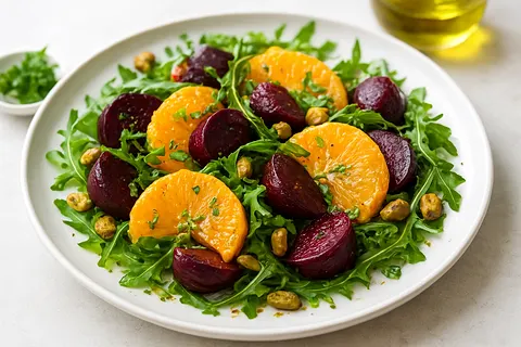 Baby Beet, Orange & Pistachio Salad with Arugula