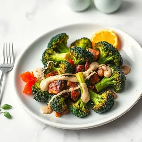 Charred Broccoli Florets with Garlic-Citrus Tahini Drizzle