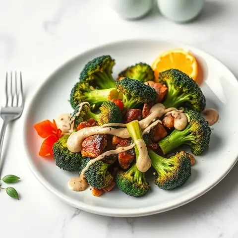Charred Broccoli Florets with Garlic-Citrus Tahini Drizzle