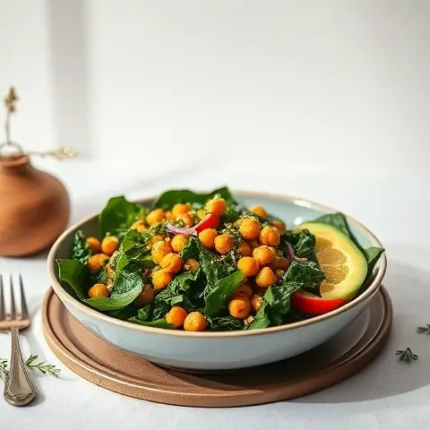 Kale and Turmeric Roasted Chickpea Bowl with Tahini Dressing