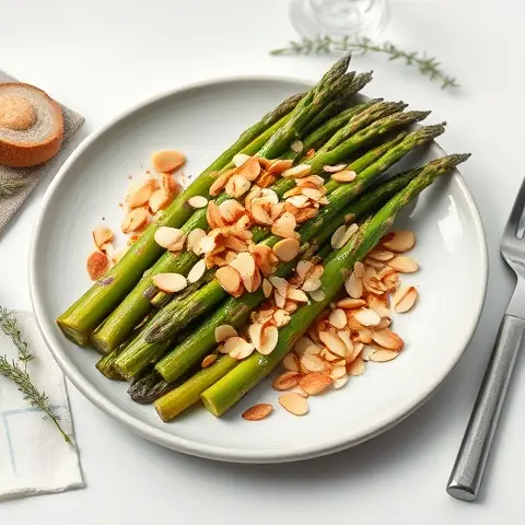 Charred Asparagus with Almond Flakes