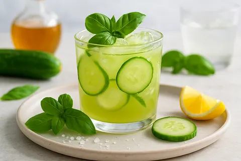 Refreshing Basil-Cucumber Shrub