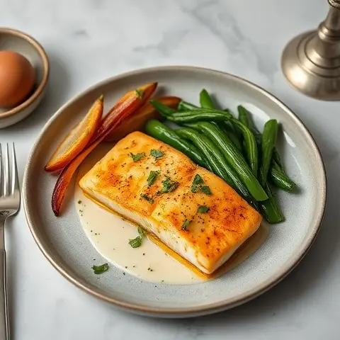 Rose & Turmeric Baked Swordfish with Braised Turnip Greens