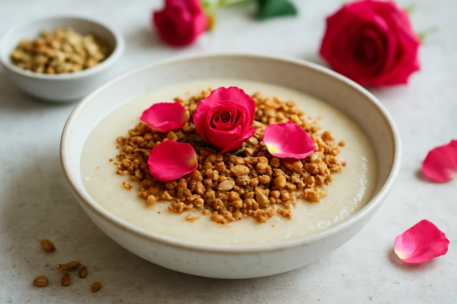 Detox Rose Pistachio-Free Muhallebi with Sunflower Crumble