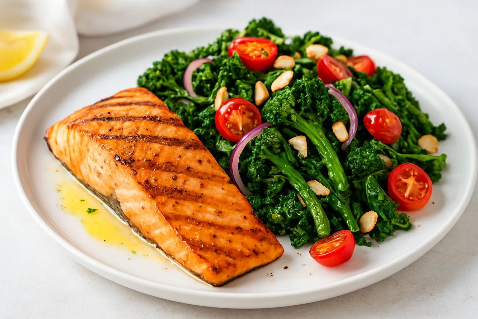 Grilled Salmon & Roasted Broccoli Rabe Salad