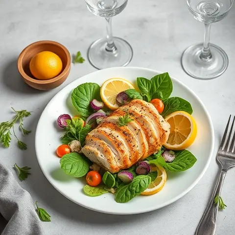 Lemon-Basil Chicken Piccata Salad