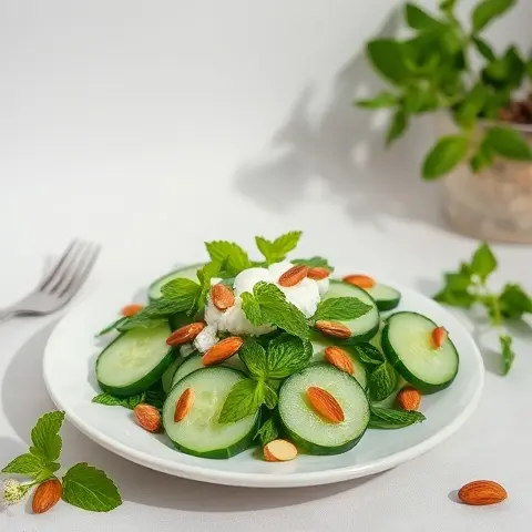 Cucumber, Mint & Greek Yogurt Salad with Almonds