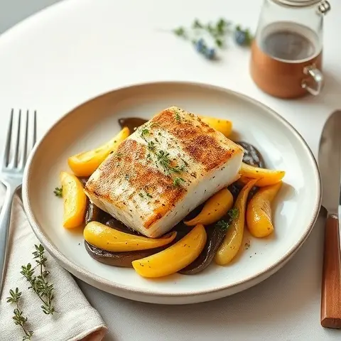 Rosewater-Lemon Baked Haddock with Roasted Turnips