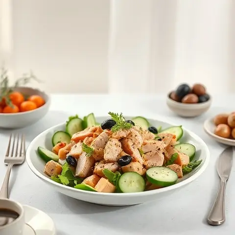 Mediterranean Tuna & Cucumber Salad with Olives