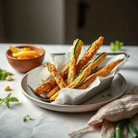 Crispy Airfryer Zucchini Fries with Almond Crust
