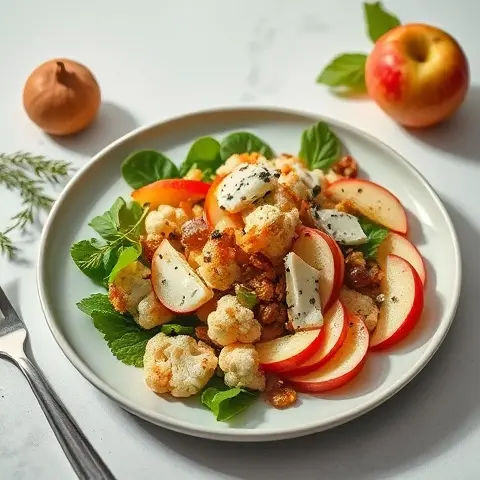 Nutritious Roasted Cauliflower and Apple Salad with Blue Cheese