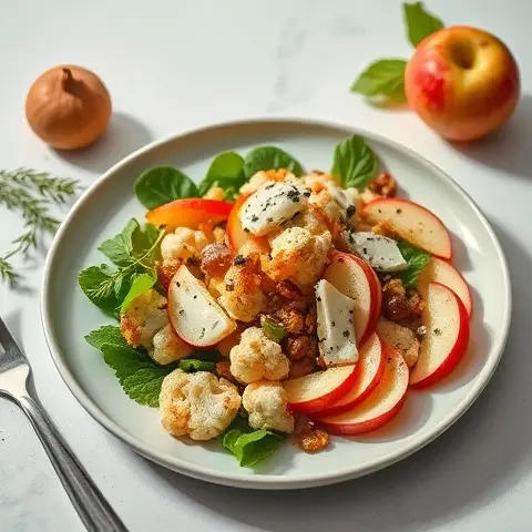 Nutritious Roasted Cauliflower and Apple Salad with Blue Cheese