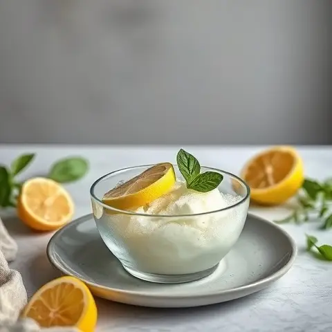 Refreshing Lemon Basil Granita
