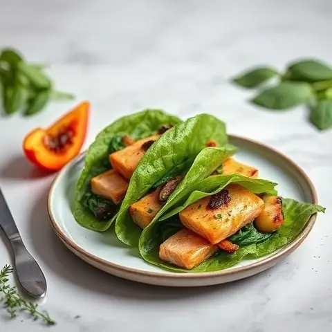 Savory Salmon & Spinach Collard Wraps with Mustard Vinaigrette