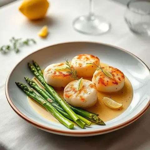 Lemon-Garlic Butter Scallops with Asparagus