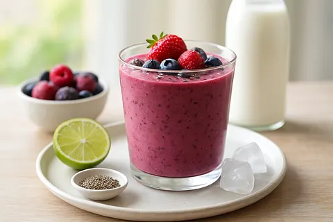 Tropical Coconut-Berry Kefir Smoothie