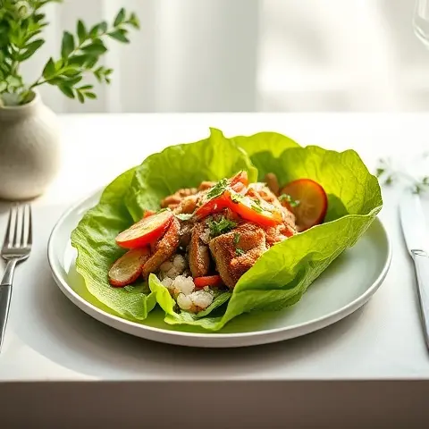 Turkey Lettuce Wrap Salad with Jicama and Herbs