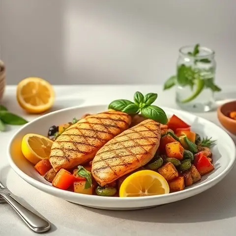 Lemon-Basil Grilled Chicken with Ratatouille