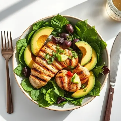 Grilled Chicken, Avocado & Greens Bowl