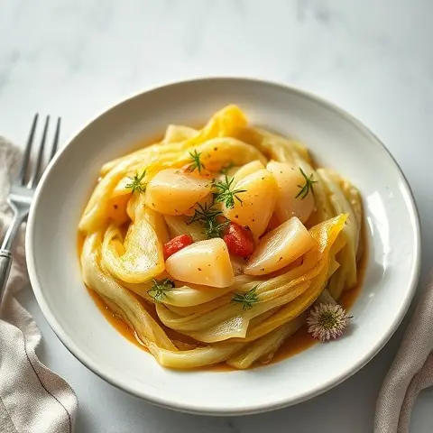Bone Broth Braised Cabbage with Caraway