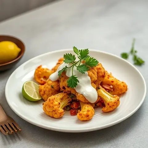Chili-Roasted Cauliflower with Lime Crema (Dairy-Free)