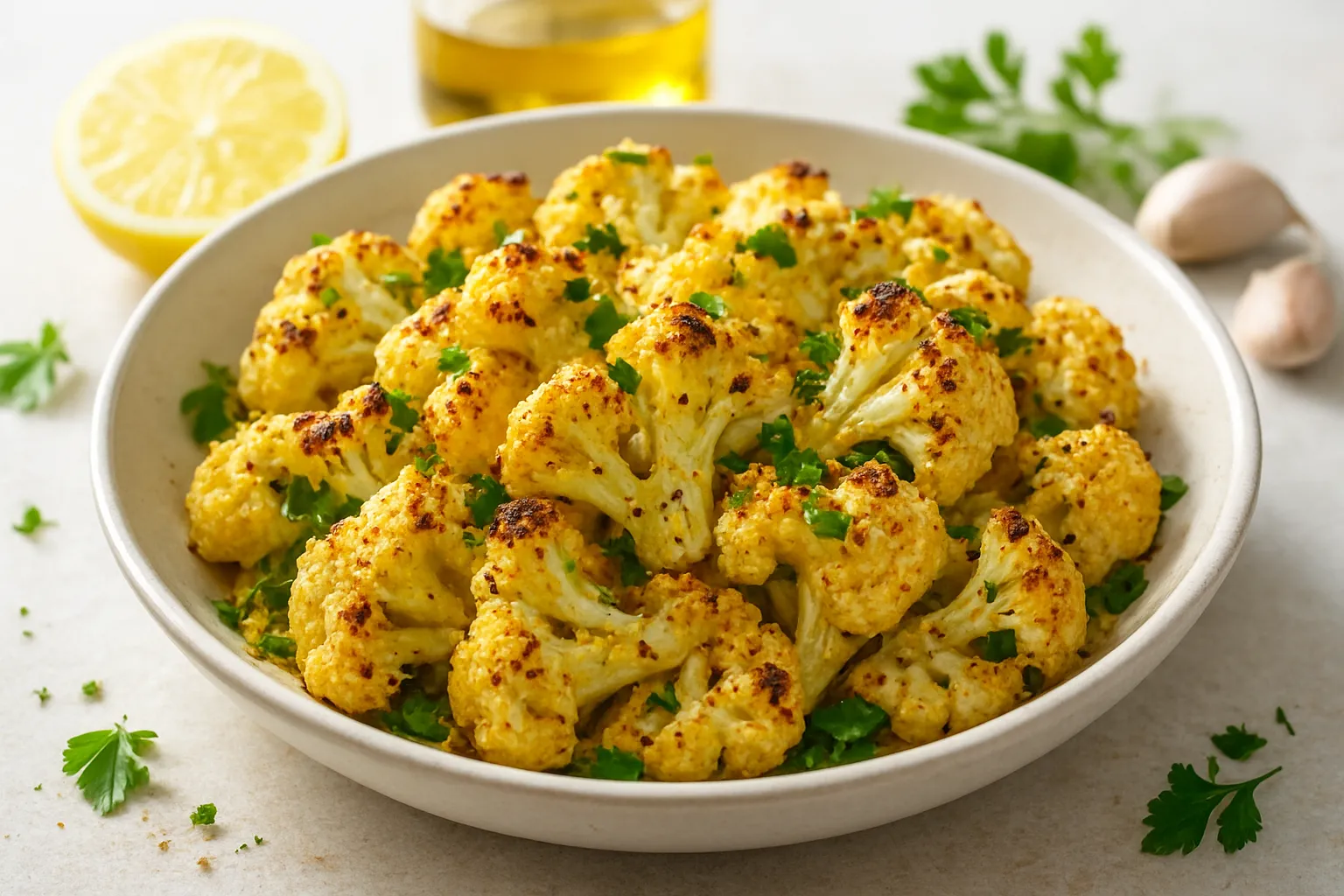 Lemon-Garlic Roasted Cauliflower Florets
